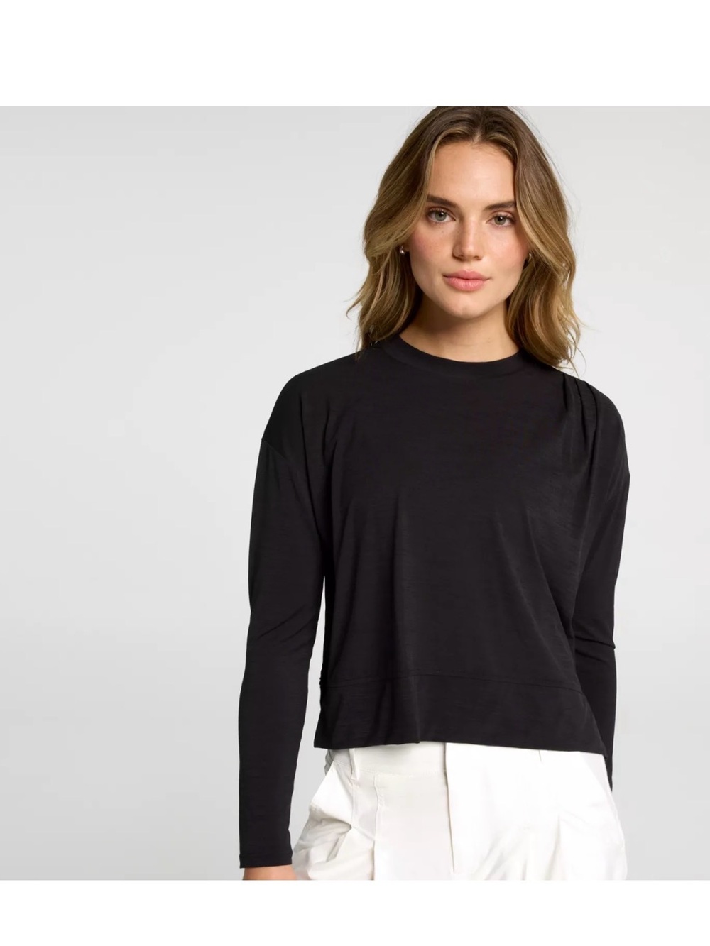 CALIA Women's Pleat Shoulder Long Sleeve Shirt Black Medium New